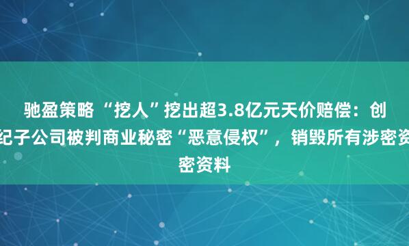 驰盈策略 “挖人”挖出超3.8亿元天价赔偿：创世纪子公司被判商业秘密“恶意侵权”，销毁所有涉密资料
